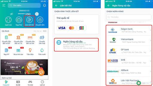 Liên kết ngân hàng với ViettelPay