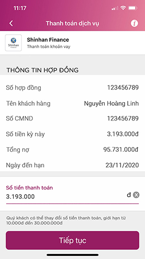 thanh toan shinhan finance momo 4 vays