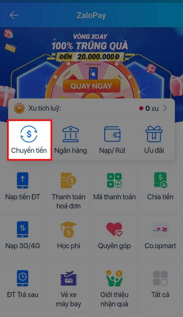 chuyen tien zalopay vays finance 2