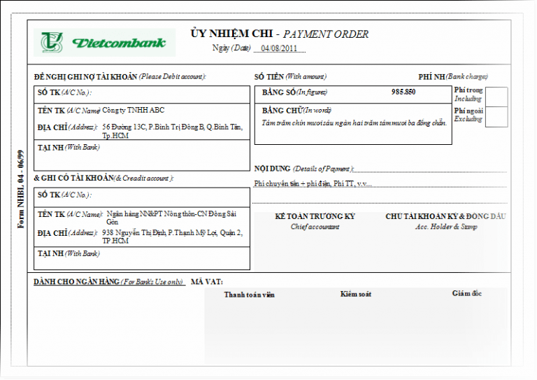 Ủy nhiệm chi Vietcombank