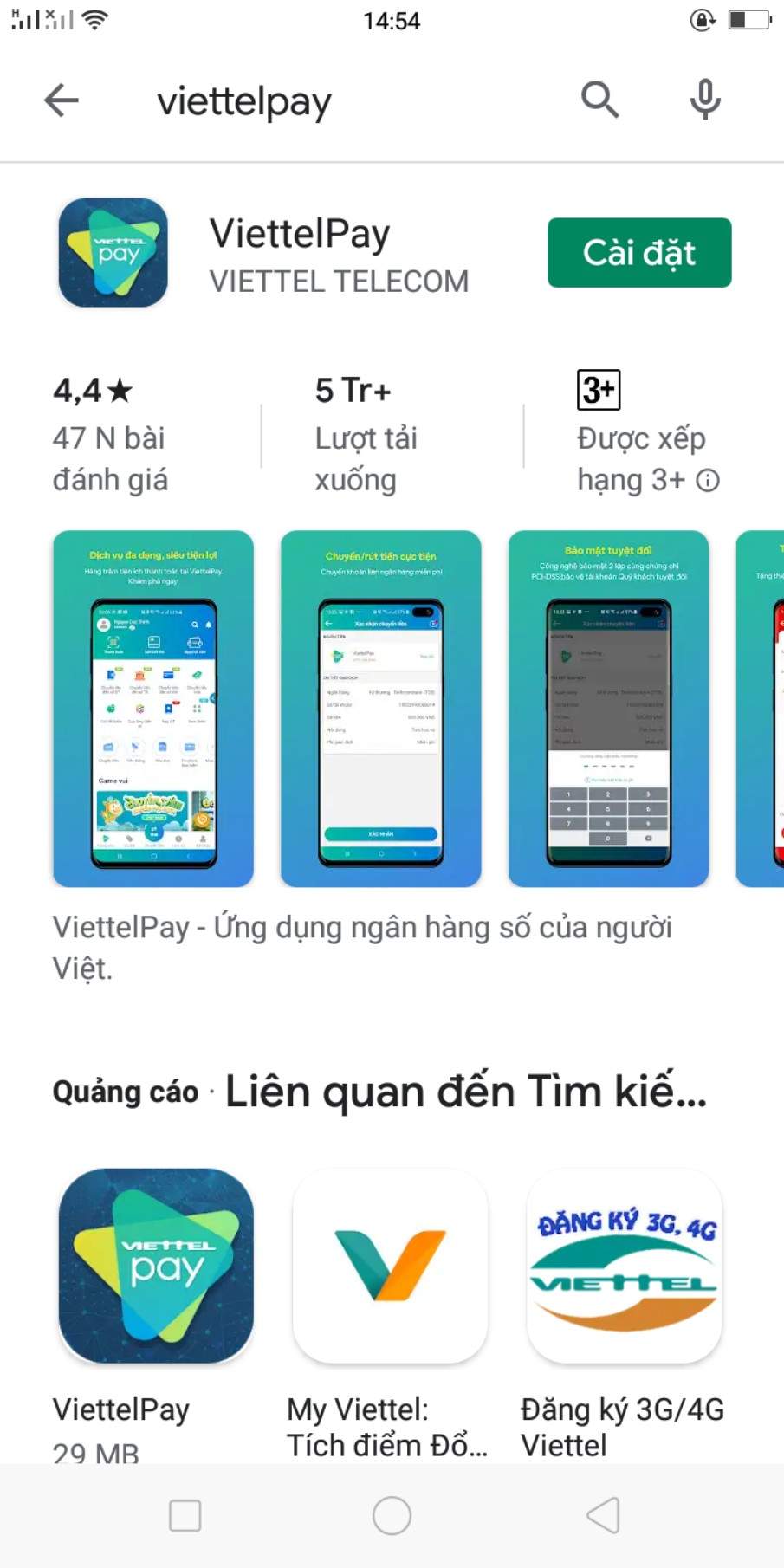 Cách tải ứng dụng Viettelpay