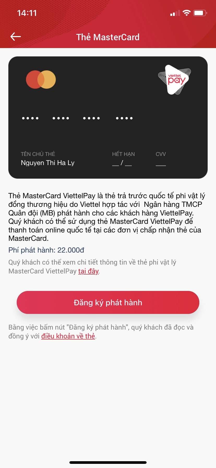 Thẻ Mastercard ViettelPay