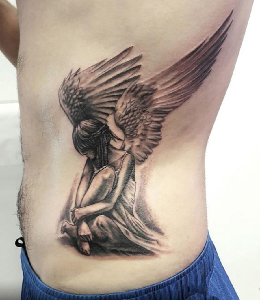 30 Angel Tattoo Design Ideas And The Meaning Behind Them  Angel tattoo  designs Icarus tattoo Greek tattoos