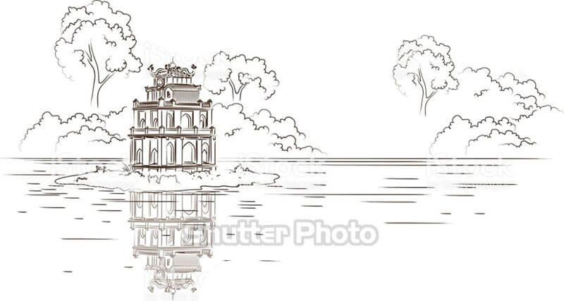 Kết quả hình ảnh cho vẽ hồ gươm  Tranh sơn dầu Sơn dầu Phong cảnh